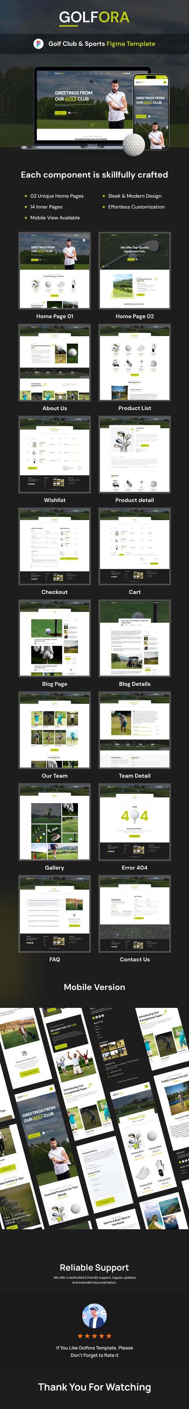 Golfora - Golf Club & Sports Figma Template
